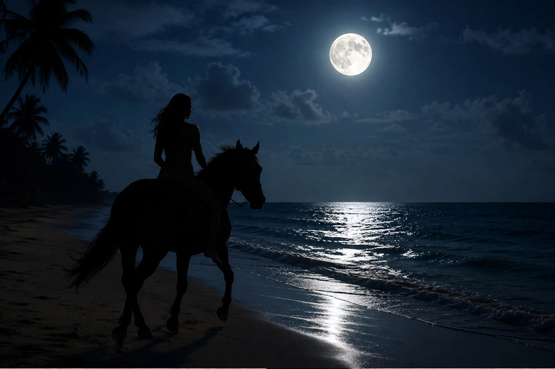 Full moon horseback ride Grand Cayman